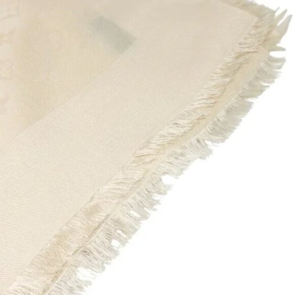 LOUIS VUITTON Vintage LV Logo Monogram Shine Scarf Wrap Beige Silk [106357] - Picture 6 of 8